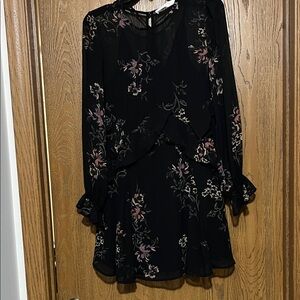 Astr Black Floral Long Sleeve Dress